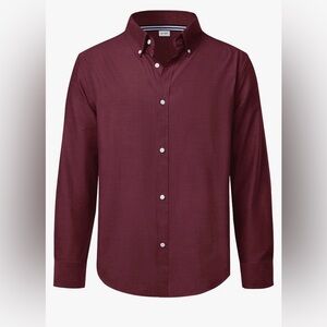 Boys Burgundy Button-Down Long Sleeve Shirt. Boys Size 12